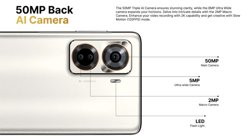 Sparx Note 20 50MP Back AI Camera